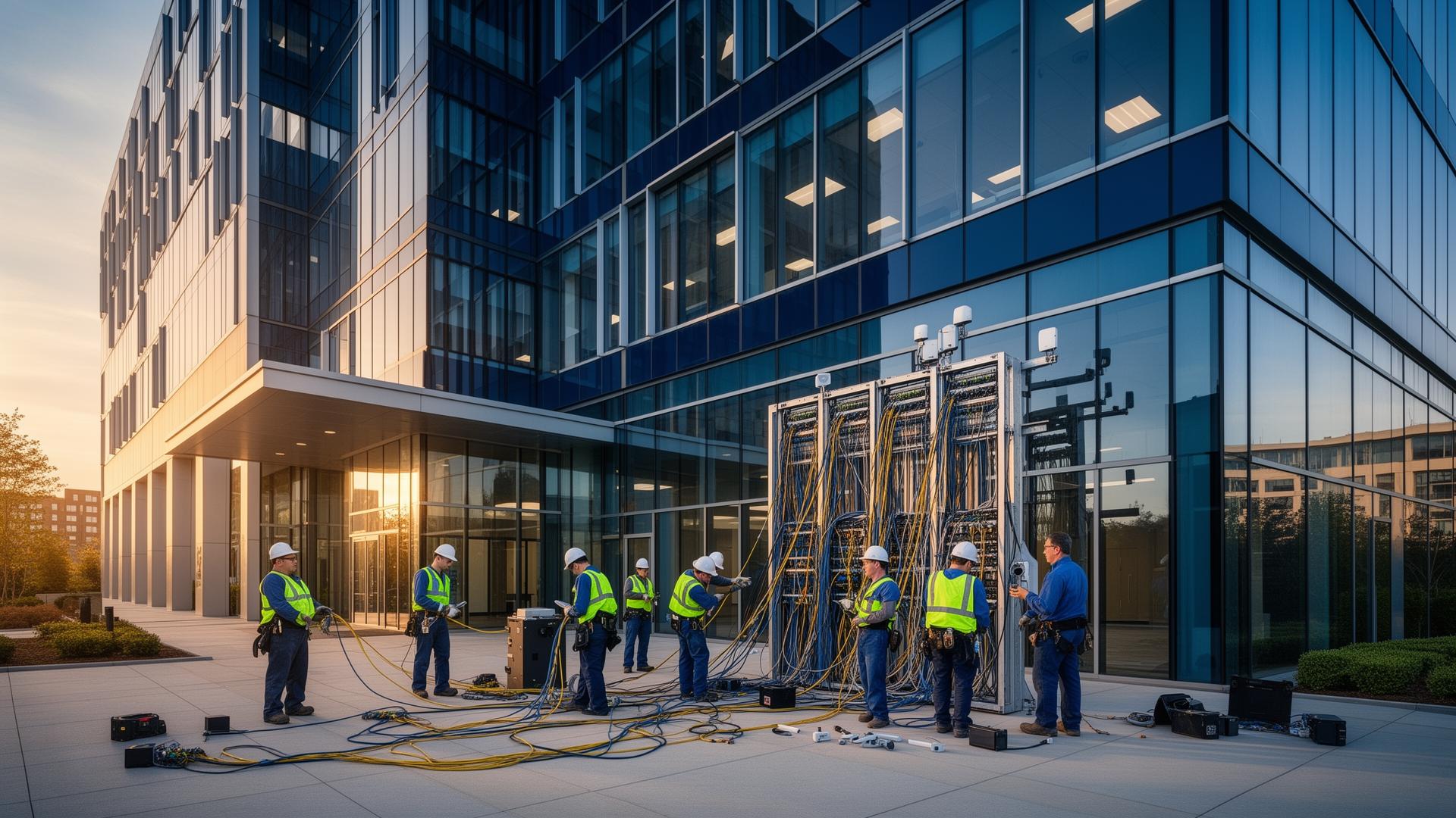 Modern commercial building served by low-voltage contractors
